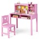 image 1 of COSTWAY Kids Desk and Chair Set Wooden Children Learning writing Table-Pink