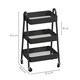 image 3 of HOMCOM 3-Tier Rolling Utility Cart Kitchen Storage Trolley on Wheels Black