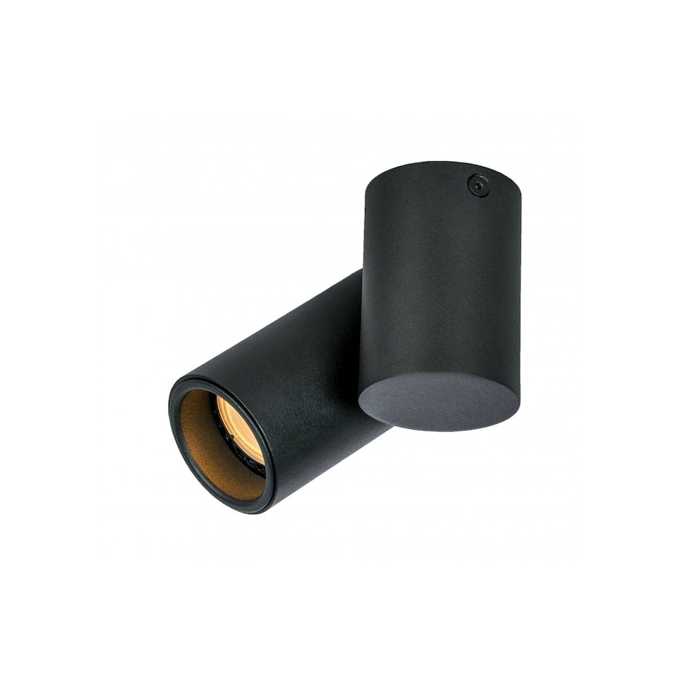image 1 of CGC LUP Black Single GU10 Adjustable Ceiling and Wall Spotlight | Black | Black | Height: 11.5 cm, Width: 11.6 cm, Spotlight Width: 5.6 cm
