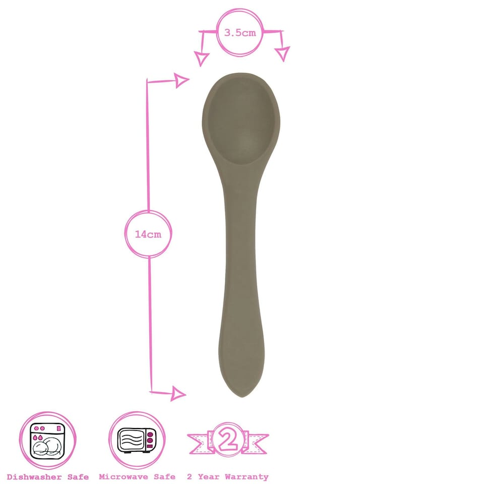 image 1 of Tiny Dining Baby Silicone Weaning Spoon - Silver Sage