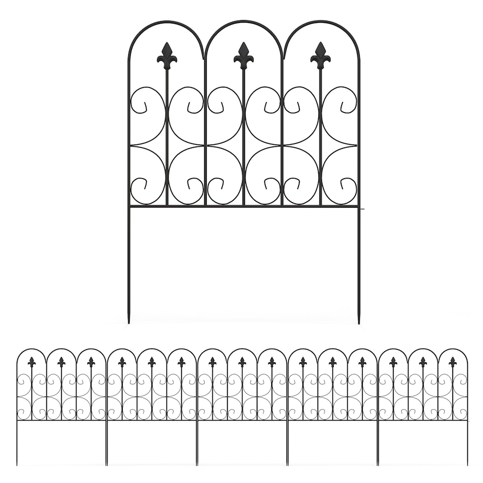 image 1 of Outsunny 5PCs Decorative Garden Fencing Metal Border Edging