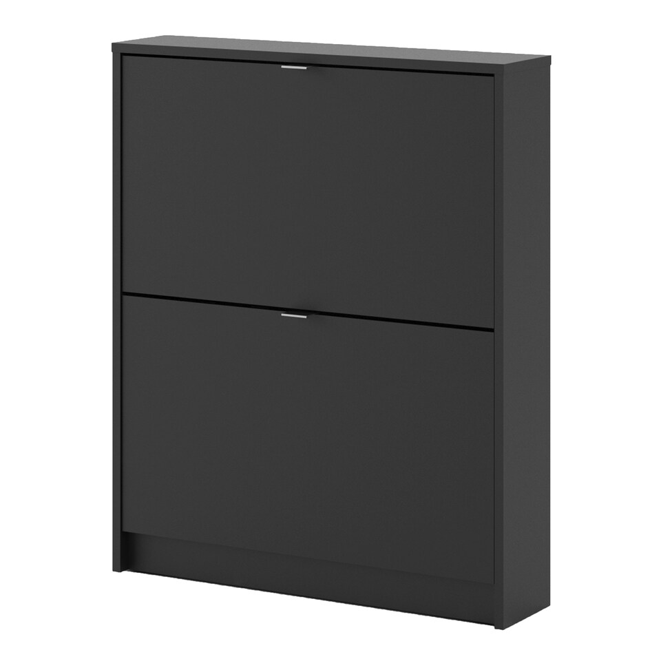 image 1 of Shoes Shoe Cabinet 2 Flip Down Doors and 1 layer in Matt Black