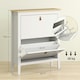 image 7 of HOMCOM 2 Drawer Shoe Cabinet with Flip Doors for Hallway, Entryway White | 80 x 24 x 95.5 cm