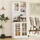 image 7 of HOMCOM 72" Kitchen Solid Storage Sideboard Cabinet with Glass Door, White