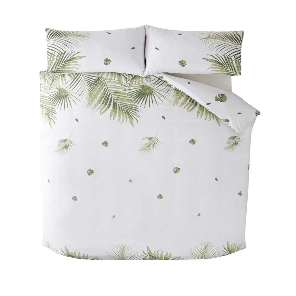 image 1 of PH Tropics Polycotton Duvet Cover Set With Pillowcase Green | King