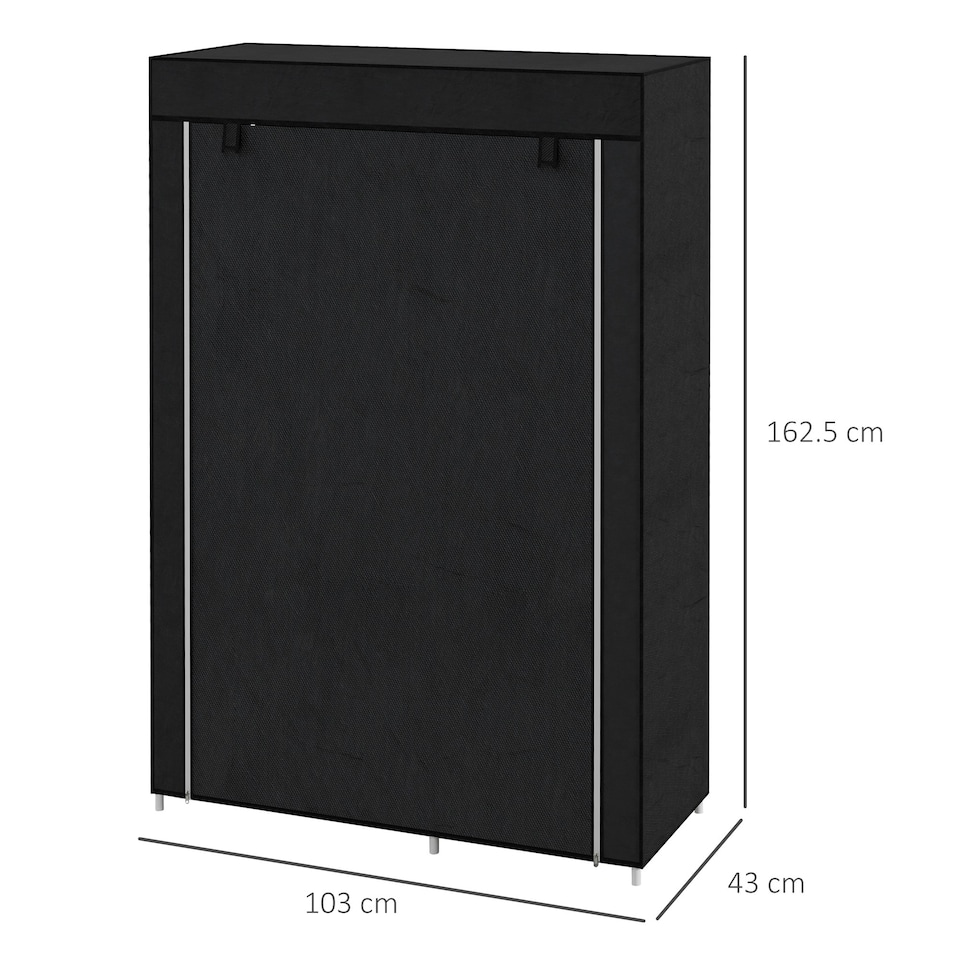 image 1 of HOMCOM Fabric Wardrobe w/ Shelves Hanging Rail Foldable Closets