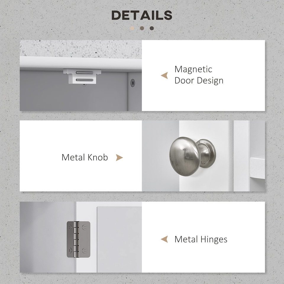 image 1 of kleankin Bathroom Cabinet, Wall Mount Storage Organizer with Mirror, Adjustable Shelf for Bathroom, Kitchen, Bedroom, White