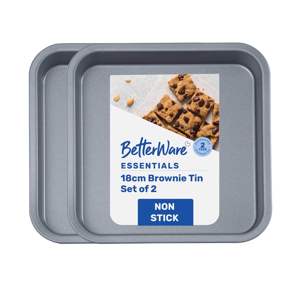 image 1 of BetterWare Essentials 2 x 18cm Non-Stick Brownie Tins