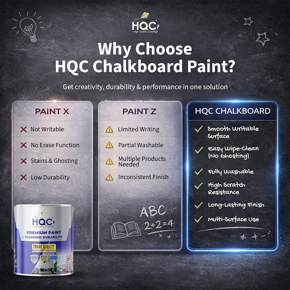 image 1 of HQC Blackboard & Chalkboard Paint - Easy Clean, Writable & Erasable Surface - Brown - 2.5L