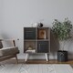 image 2 of Anthracite Oak 4-Cube Storage Unit with 2 Metal Doors and Legs | Black | Black & White | 1
