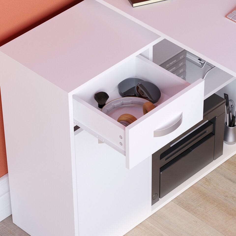 image 1 of Vida Designs Longton Adjustable Computer Desk Home Office Workstation, White