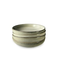 Scandi Home Set of 4 Fika Oatmeal Artisan Glaze 22cm Pasta Bowls Cream