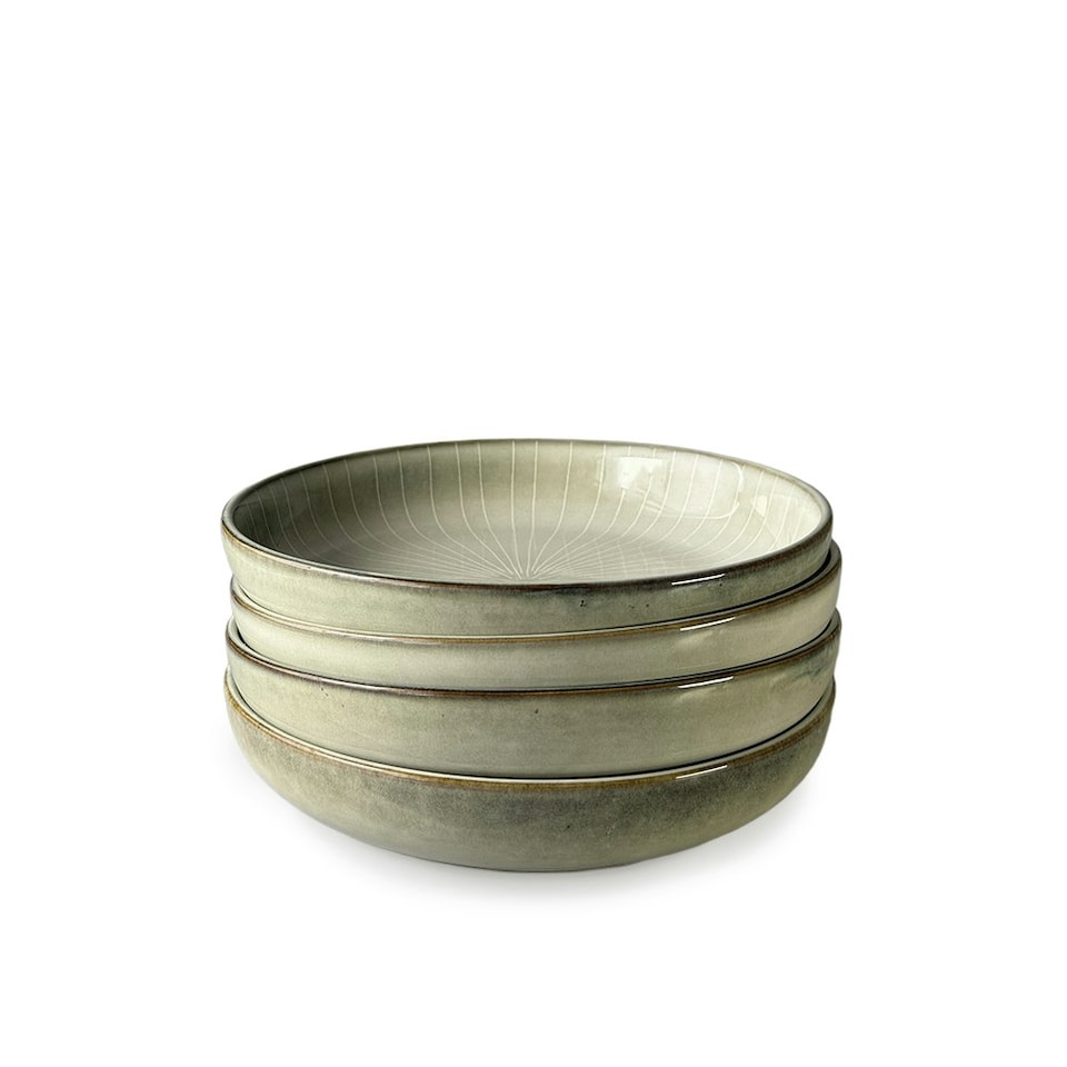 image 1 of Scandi Home Set of 4 Fika Oatmeal Artisan Glaze 22cm Pasta Bowls Cream