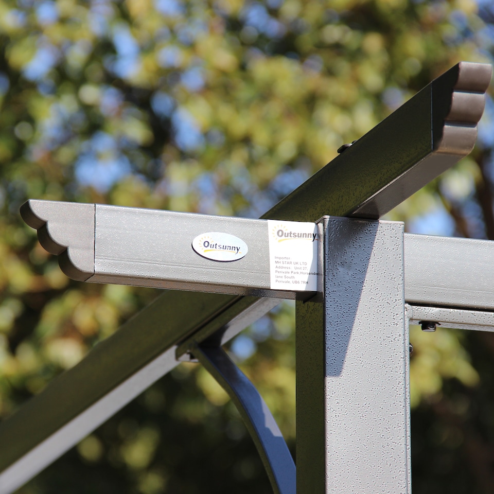 image 1 of Outsunny 3.5M X 3.5M Metal Pergola Gazebo Awning Retractable Canopy Outdoor Garden Sun Shade Shelter Marquee Party BBQ, Grey