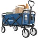 image 1 of Outsunny Folding Outdoor Storage Trolley Cart Bag Telescopic Handle Brakes Blue