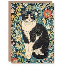 Flowers Portrait Animal Lover Cat Him Her Birthday Card