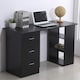 image 2 of HOMCOM 120cm Computer Desk Workstation with 3 Shelf & Drawers Black
