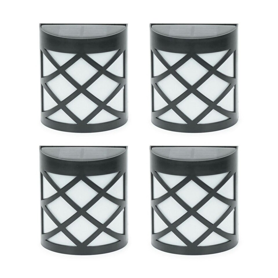 image 1 of ValueLights Set of 4 Diamond Black Outdoor Solar Wall Light Black