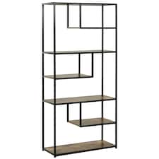 HOMCOM 6 Tier Bookcase, Industrial Tall Shelf Unit with Steel Frame for Home Office, Study, Living Room, Hallway, 82 x 33.5 x 175 cm, Rustic Brown and Black