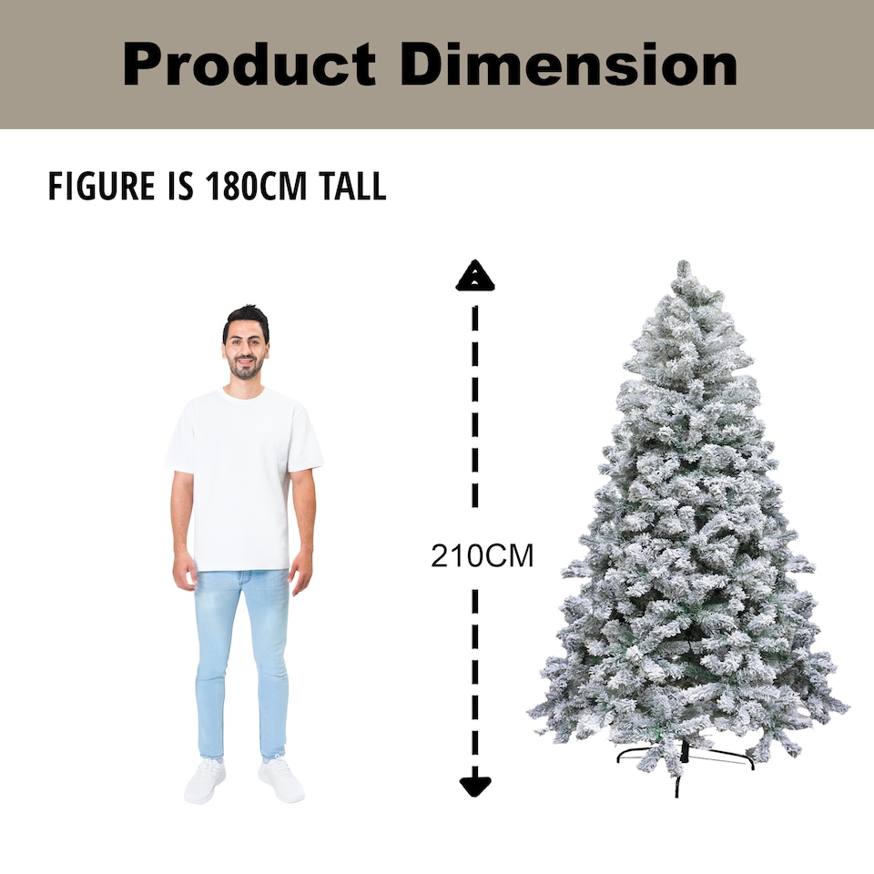 image 1 of 7FT Yukon Pine Artificial Green Christmas Tree Snow Flocked Tips Branches Snowy Bushy Home Decorations