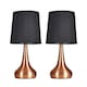 image 1 of ValueLights Teardrop Pair Copper Touch Table Lamp Black Shade & Bulb Black