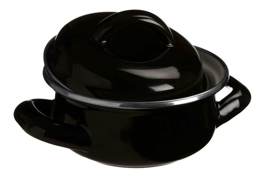 image 1 of Porter Black Enamel Mini Casserole Dish | Black