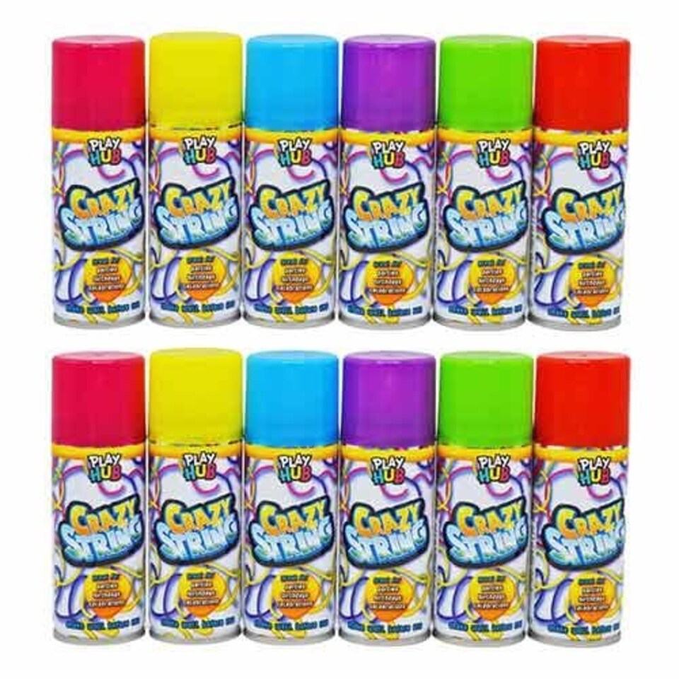Assorted Crazy Silly String Spray Cans 51ml - Pack of 12