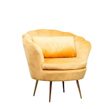 Benicia Velvet Fabric Petal Chair - Yellow