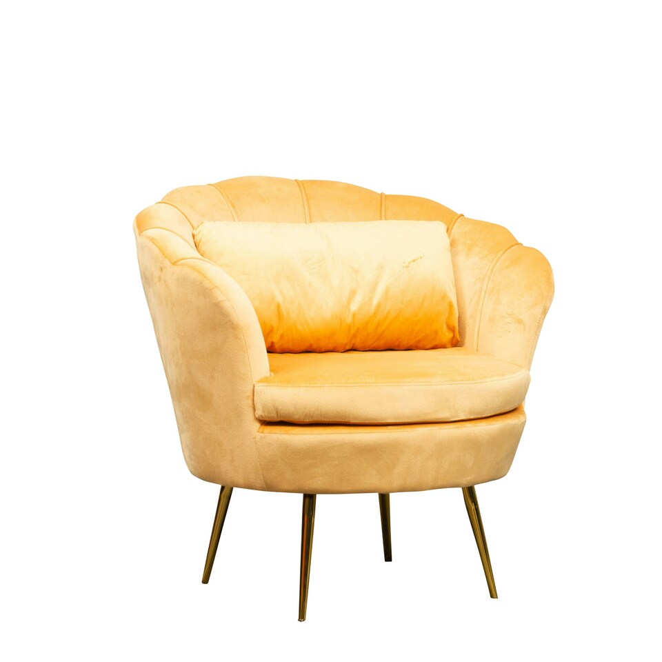 image 1 of Benicia Velvet Fabric Petal Chair - Yellow