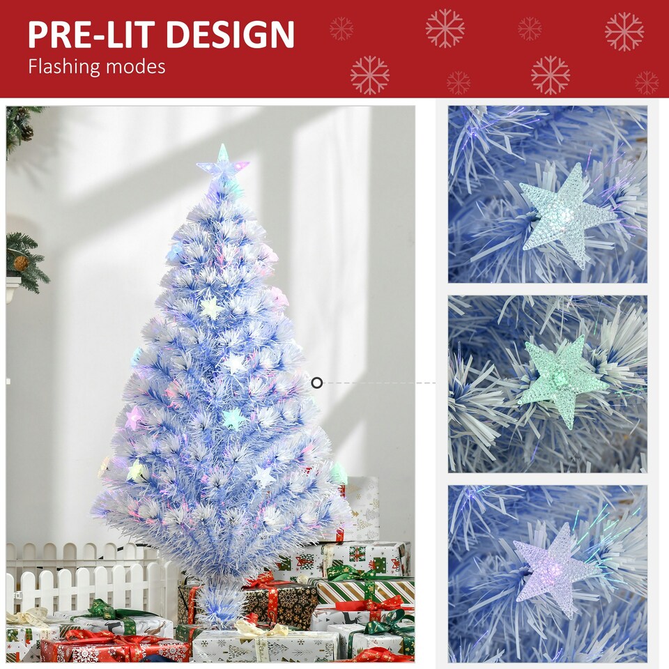 image 1 of HOMCOM Artificial Fibre Optic Christmas Tree Seasonal Decoration w/ 16 LED