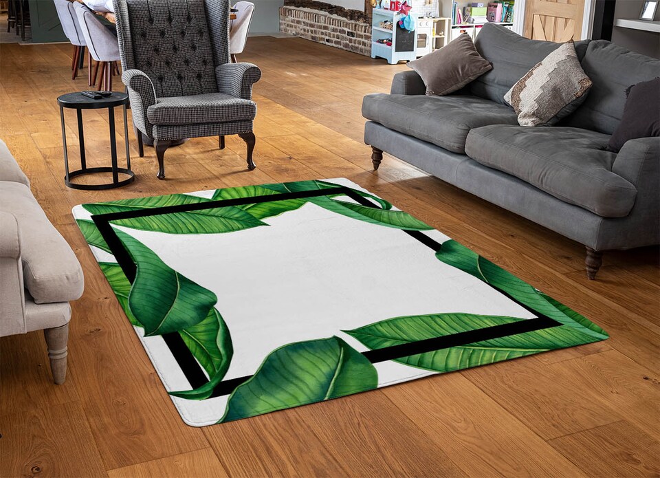 image 1 of Botanical & Black Border Designer Rug | Multi
