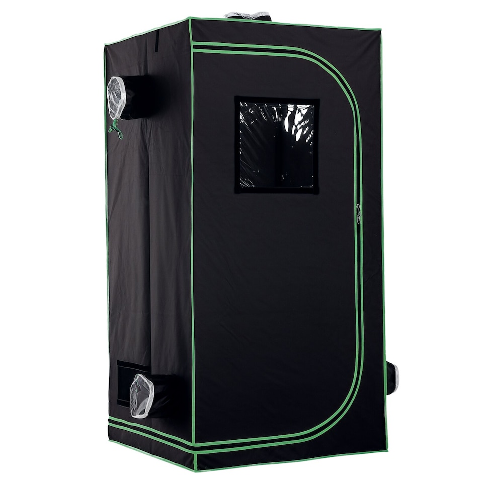 image 1 of Outsunny Mylar Hydroponic Grow Tent w Floor Tray for Indoor Plant 80x80x160cm