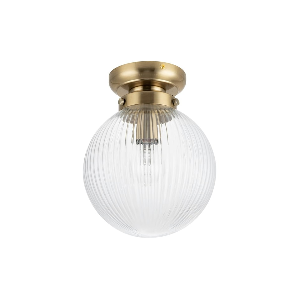 image 1 of COSYLYTE Finley Bathroom Ribbed Glass Ceiling Light Bronze | Antique Brass