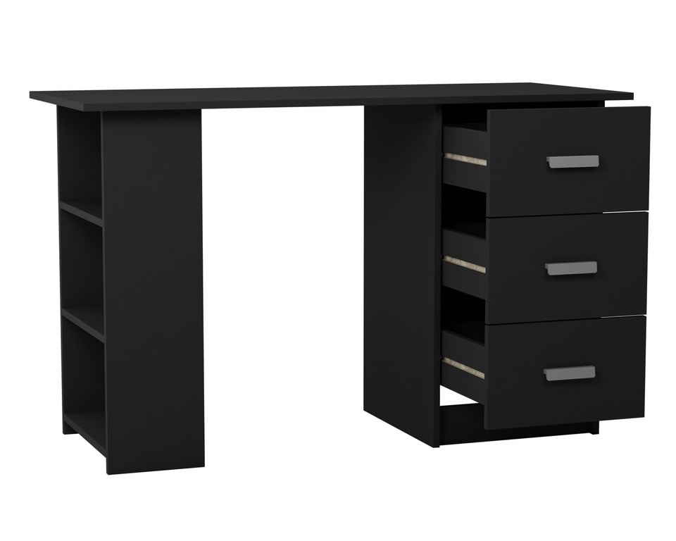 image 1 of Large Computer Desk Office Makeup Vanity Dressing Table Bedroom Drawers Shelves | Clear | Black