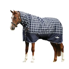 Saxon Defiant Combo Neck Plaid Heavy 300g Horse Turnout Rug - Navy - 4´
