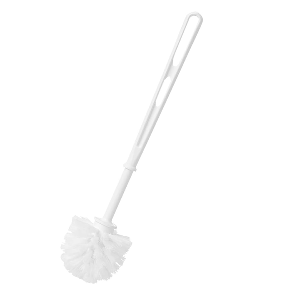 image 1 of 2 x White Replacement Toilet Brush With Strong Plastic Handle & Deep Cleaner Bristles | White