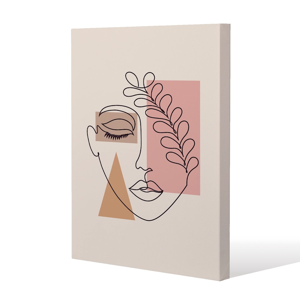 minimal line drawing of womans face (Canvas Print) / 61 x 91 x 4cm | Multi