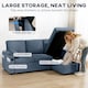 image 6 of HOMCOM Corner Sofa Bed, L Shaped Sofa with Storage Chaise, USB Ports | Blue | Blue | 205W x 136.5D x 85H cm