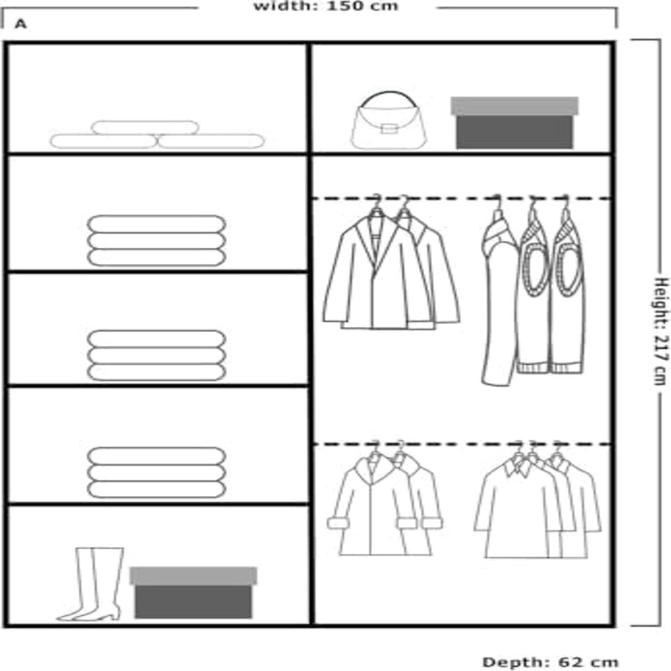 image 1 of Modern Wavy Sliding Mirror Wardrobe 120/150/180/203cm White/Black/Grey/Oak Brown | 120cm