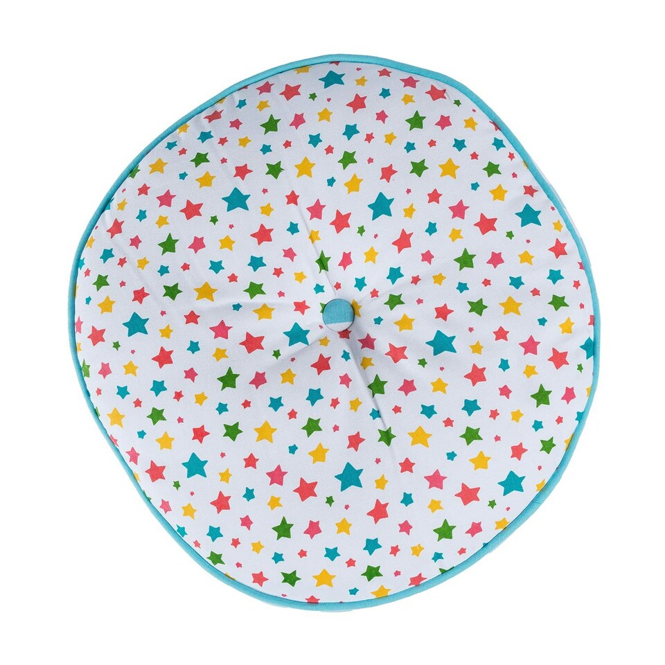 image 1 of Homescapes Multi Stars & Blue Stripes Round Floor Cushion Multi