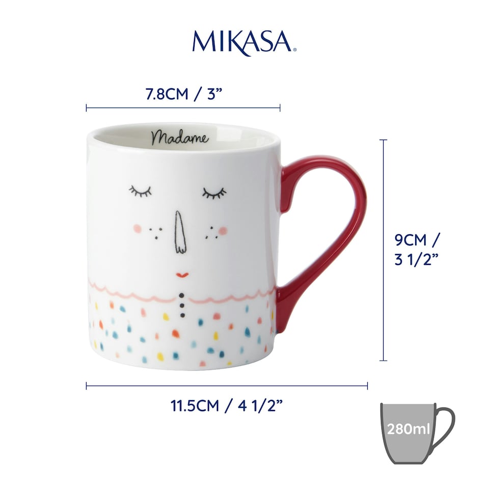 image 1 of Mikasa Madame Straight-Sided Porcelain Mug, 280ml | White