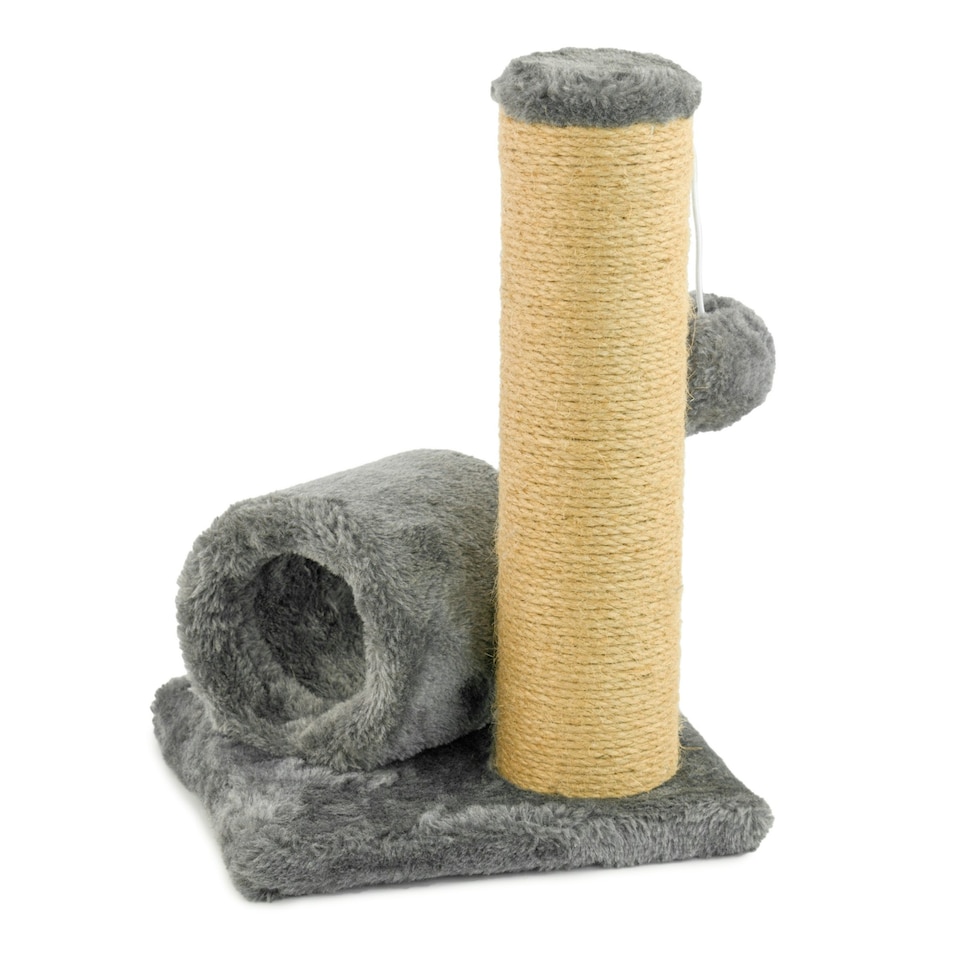 image 1 of KCT Grey Kitten Scratching Post with Tunnel
