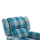 image 4 of Eaton Wing Back Fireside Checkered Fabric Pushback Recliner Chair (Blue)