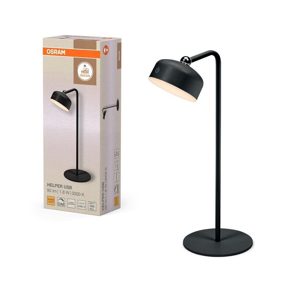 image 1 of Osram Decor Helper Gadget Smart Table Lamp 830 USB Black Black
