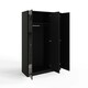 image 4 of FWStyle Chilton 3 Door Wardrobe With Mirror - Black Gloss Front Black