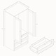 image 3 of Vida Designs Altino 2 Door 2 Drawer Black Wardrobe with Hanging Rail - H: 170cm x W: 77cm x D: 53cm