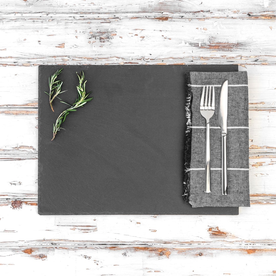image 1 of Argon Tableware Rectangle Slate Placemats - 30cm x 20cm - Pack of 24 | Black | Natural