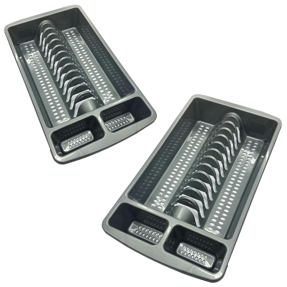 image 1 of 2 x High Grade Silver Dish Drainer Rack Utensil Holder Plate & Cutlery Drying Rack Silver