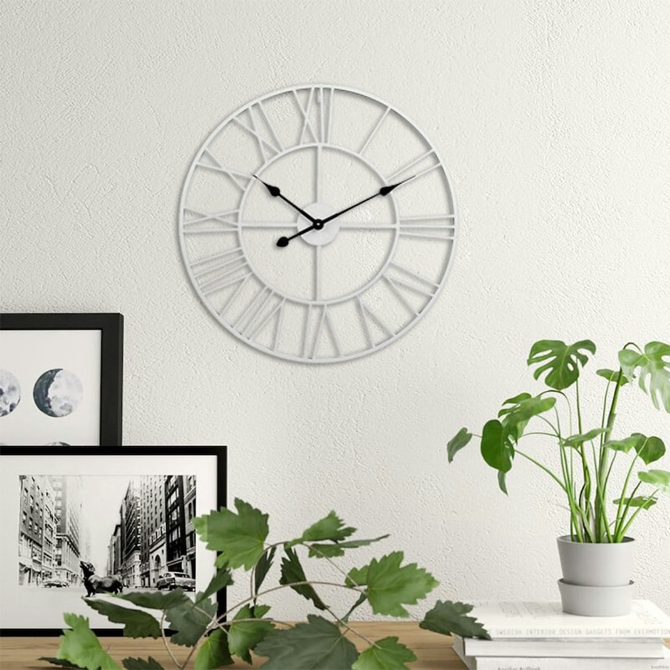 image 1 of Living and Home Vintage Wall Clock with Roman Numerals for Home Decor