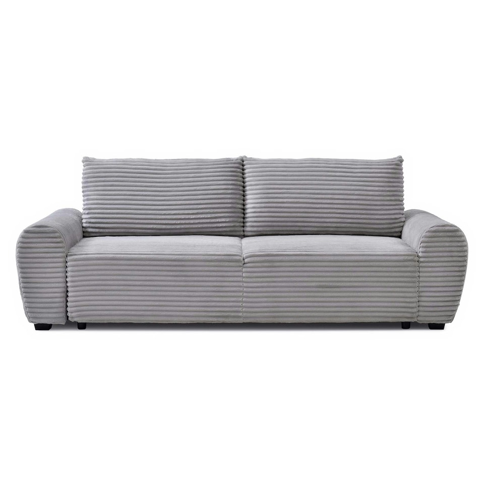 image 1 of Freya 3 Seater Corduroy Sofa Bed | Grey | Light Grey | Three Seater